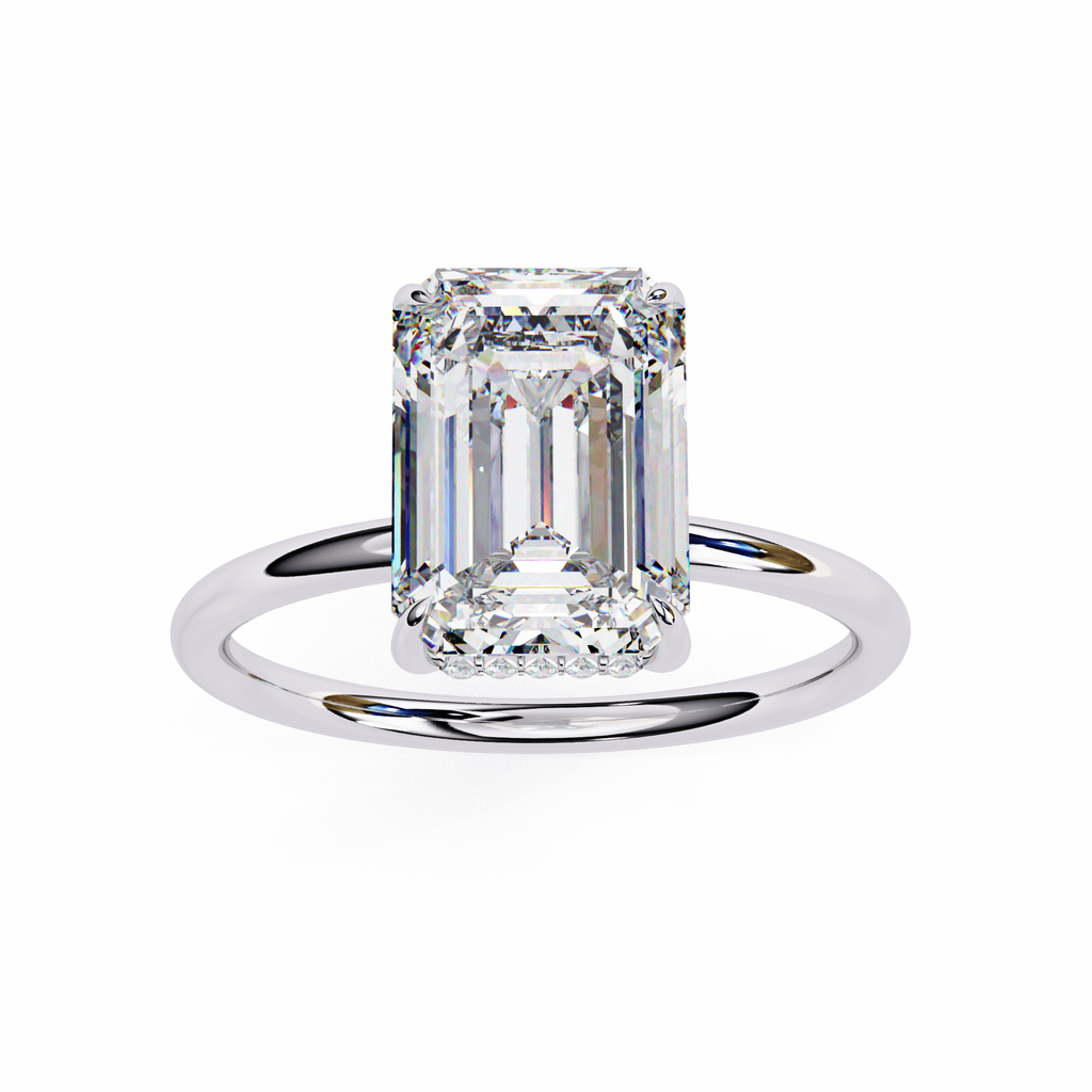 Emerald Cut Solitaire Engagement Ring – 2.56 Ct Lab Grown Diamond with Hidden Halo – Classic Emerald Diamond Ring– Lustraa’s Solitaire Ring