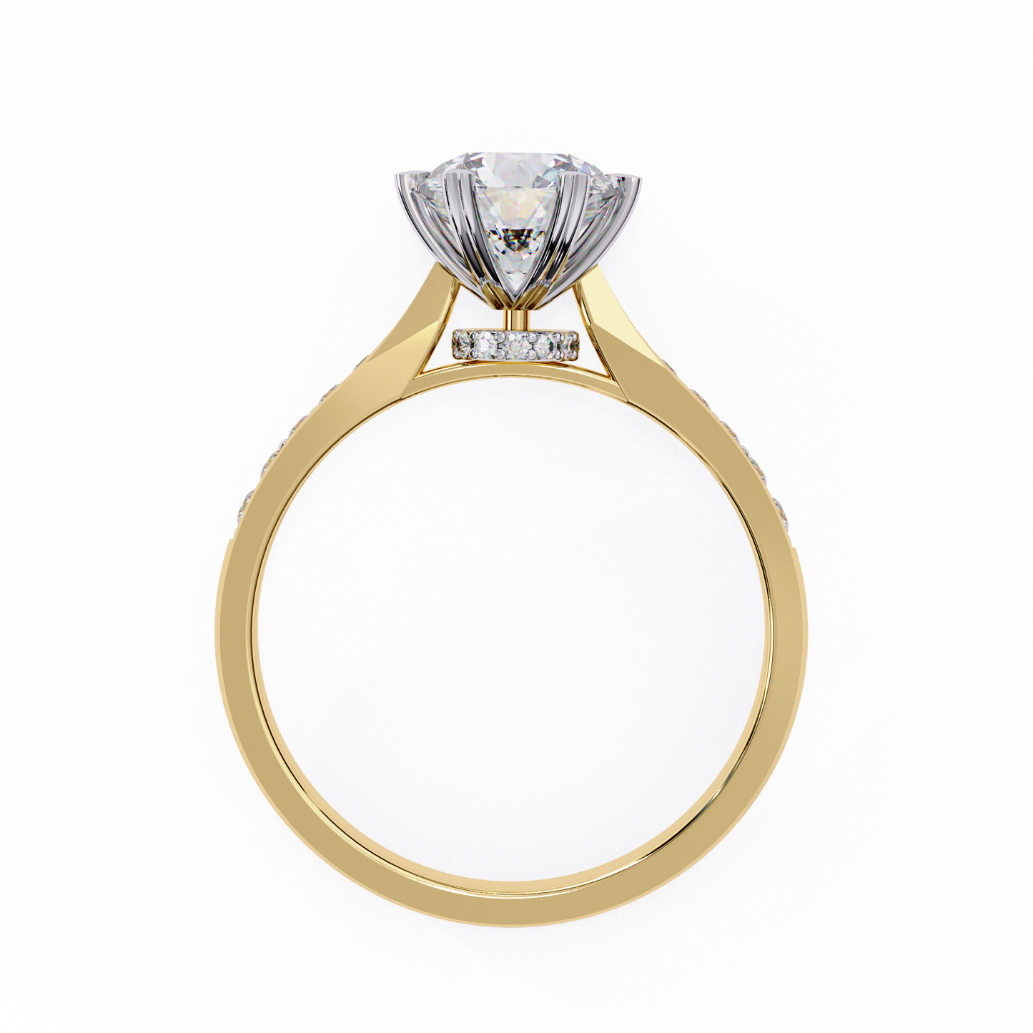 1.29 Carat Classic Brilliant Round Cut Lab Grown Diamond Ring – Hidden Halo Solitaire Engagement Ring- Lustraa’s Halo Solitaire Ring