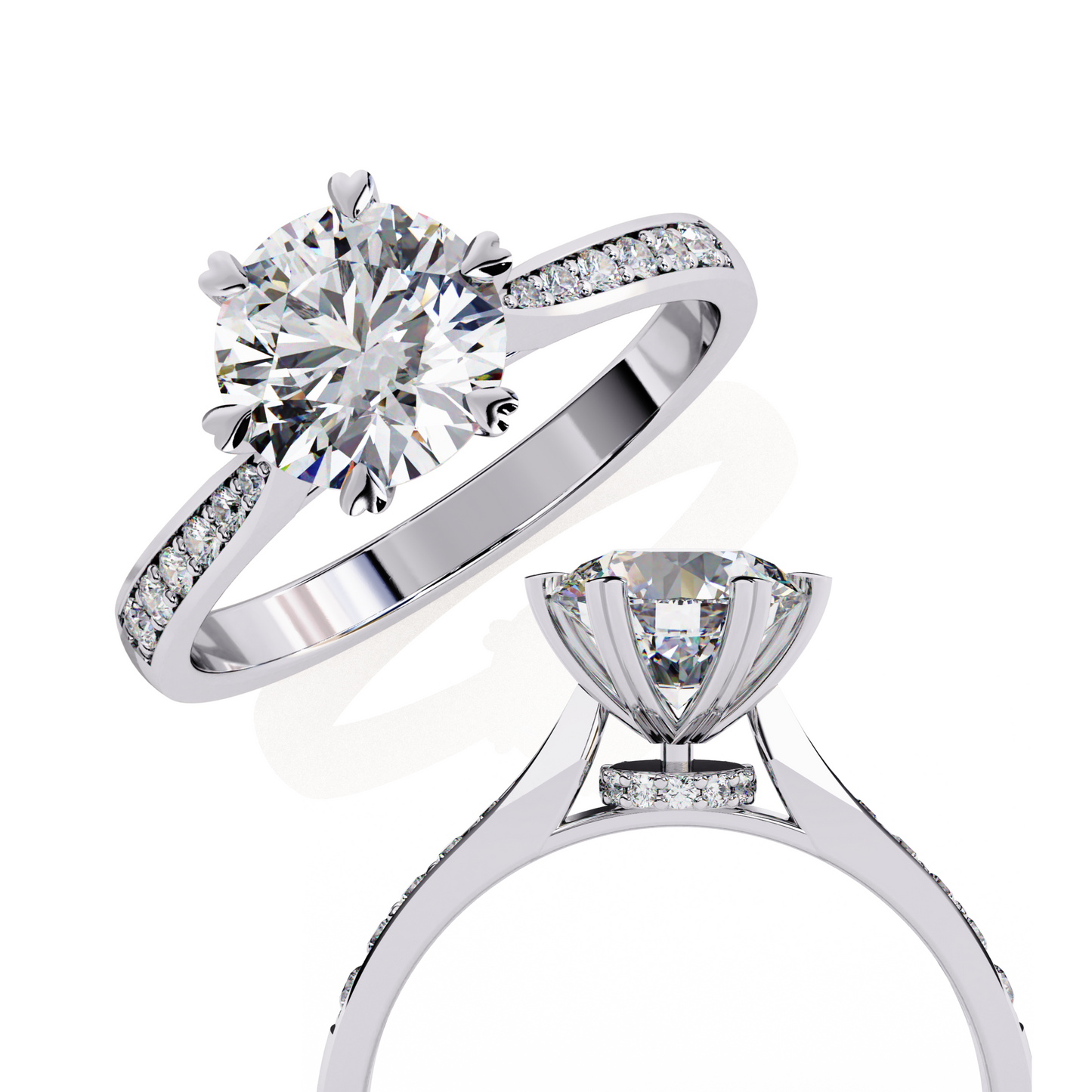 1.29 Carat Classic Brilliant Round Cut Lab Grown Diamond Ring – Hidden Halo Solitaire Engagement Ring- Lustraa’s Halo Solitaire Ring