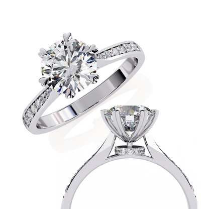 1.29 Carat Classic Brilliant Round Cut Lab Grown Diamond Ring – Hidden Halo Solitaire Engagement Ring- Lustraa’s Halo Solitaire Ring