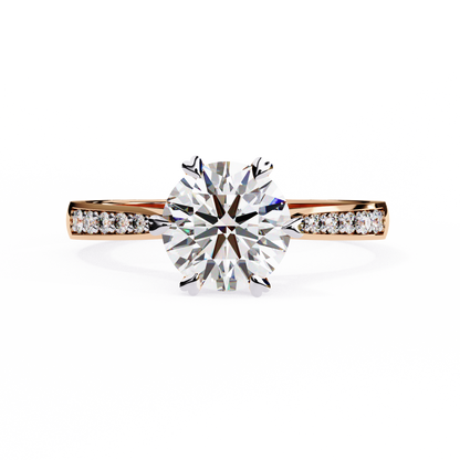 1.29 Carat Classic Brilliant Round Cut Lab Grown Diamond Ring – Hidden Halo Solitaire Engagement Ring- Lustraa’s Halo Solitaire Ring