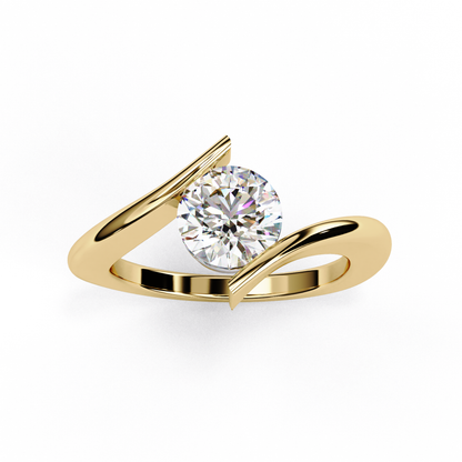 1.29 Carat Round Cut Lab Grown Diamond Ring – Elegant Twisted Solitaire Engagement Ring- Lustraa’s Twisted Solitaire Ring