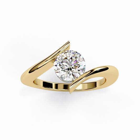 1.29 Carat Round Cut Lab Grown Diamond Ring – Elegant Twisted Solitaire Engagement Ring- Lustraa’s Twisted Solitaire Ring