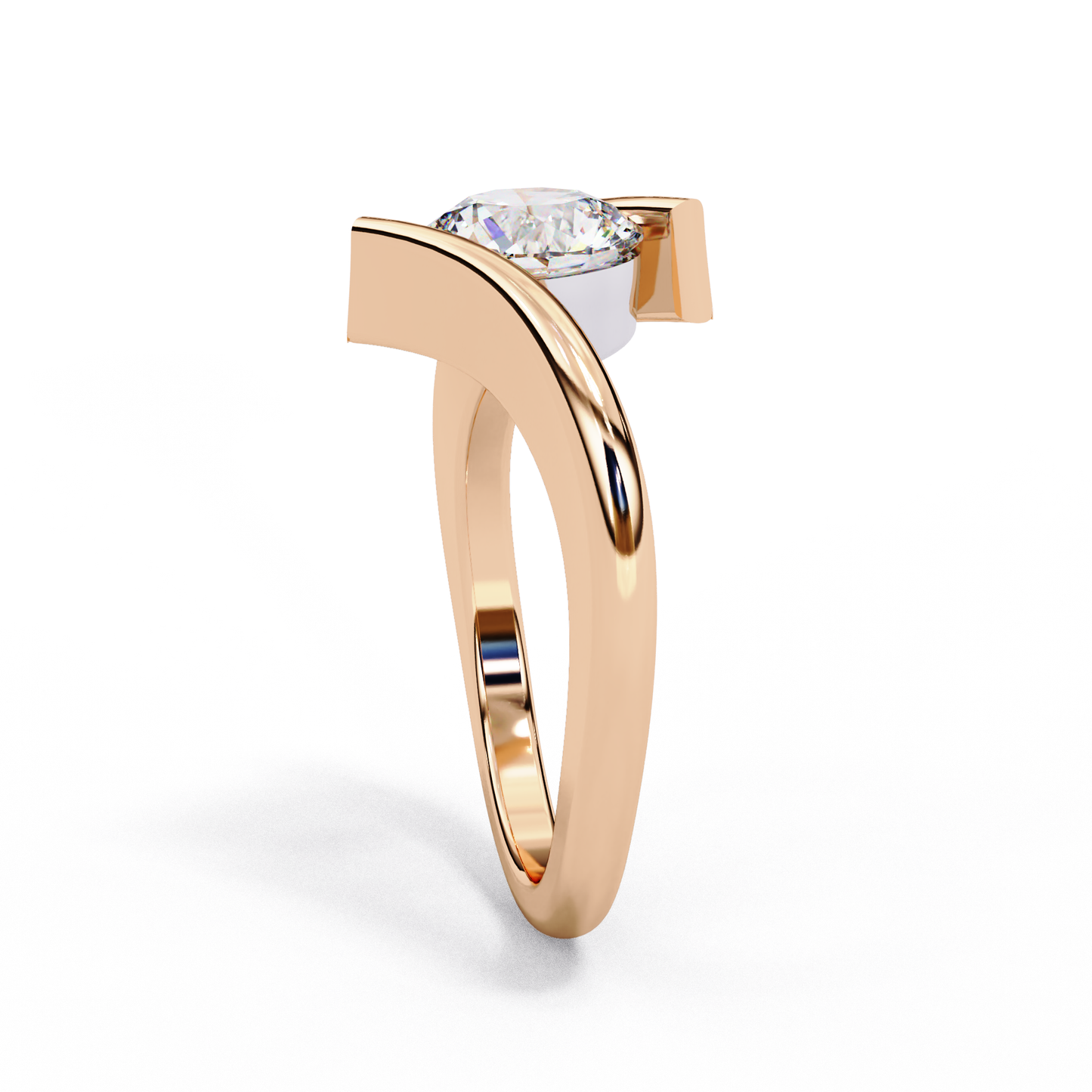 1.29 Carat Round Cut Lab Grown Diamond Ring – Elegant Twisted Solitaire Engagement Ring- Lustraa’s Twisted Solitaire Ring