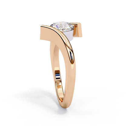 1.29 Carat Round Cut Lab Grown Diamond Ring – Elegant Twisted Solitaire Engagement Ring- Lustraa’s Twisted Solitaire Ring