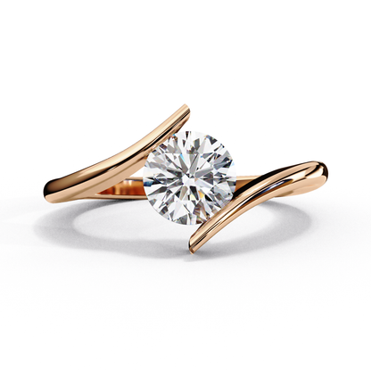 1.29 Carat Round Cut Lab Grown Diamond Ring – Elegant Twisted Solitaire Engagement Ring- Lustraa’s Twisted Solitaire Ring