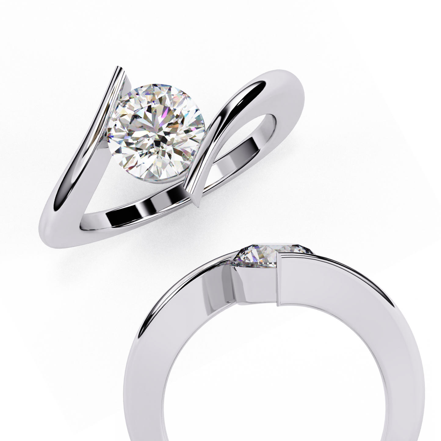 1.29 Carat Round Cut Lab Grown Diamond Ring – Elegant Twisted Solitaire Engagement Ring- Lustraa’s Twisted Solitaire Ring