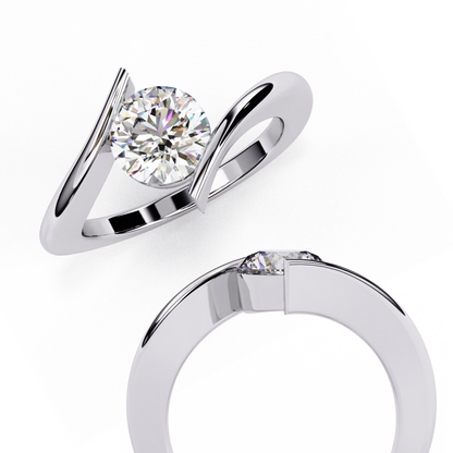 1.29 Carat Round Cut Lab Grown Diamond Ring – Elegant Twisted Solitaire Engagement Ring- Lustraa’s Twisted Solitaire Ring