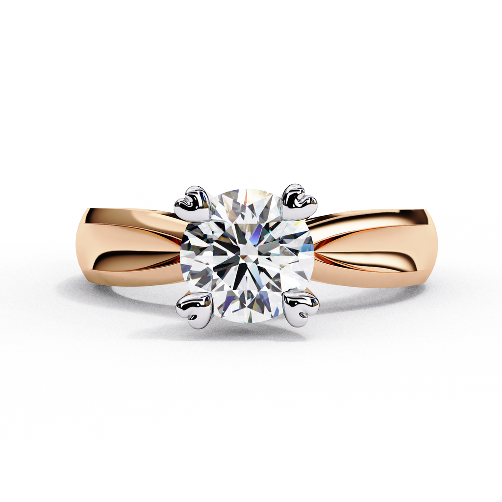 1.29 Carat Round Cut Lab Grown Diamond Ring – Elegant Solitaire Engagement Ring with Heart Prongs- Lustraa’s Solitaire Ring