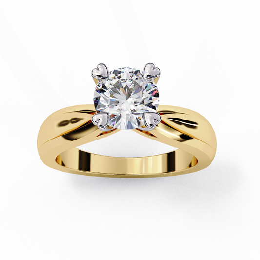1.29 Carat Round Cut Lab Grown Diamond Ring – Elegant Solitaire Engagement Ring with Heart Prongs- Lustraa’s Solitaire Ring