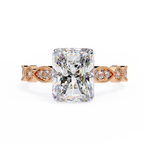 Radiant Cut Lab Grown Diamond Engagement Ring – 2.9 CT Solitaire Bridal Ring with Milgrain Marquise Band- Lustraa’s Milgrain Ring