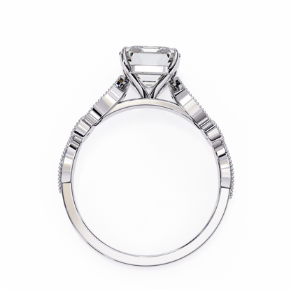 2.94 Carat Radiant Cut Lab Grown Diamond Ring – Elegant Engagement Ring with Milgrain Marquise and Round Shaped Band- Lustraa’s Milgrain Ring