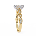 Radiant Cut Lab Grown Diamond Engagement Ring – 2.9 CT Solitaire Bridal Ring with Milgrain Marquise Band- Lustraa’s Milgrain Ring