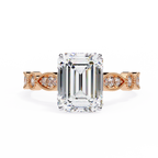 Emerald Cut Lab Grown Diamond Engagement Ring – 2.56 CT Bridal Ring with Milgrain Marquise and Round Band- Lustraa’s Milgrain Ring