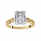 Emerald Cut Lab Grown Diamond Engagement Ring – 2.56 CT Bridal Ring with Milgrain Marquise and Round Band- Lustraa’s Milgrain Ring