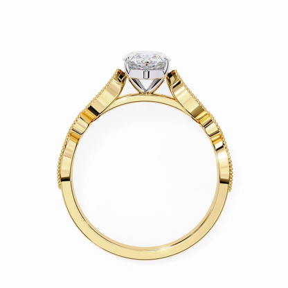 0.82 Carat Marquise Cut Lab Grown Diamond Ring – Elegant Engagement Ring with Milgrain Marquise and Round Shaped Band- Lustraa’s Milgrain Ring