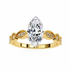 Marquise Cut Lab Grown Diamond Engagement Ring – 0.8 CT Bridal Ring with Milgrain Marquise and Round Band- Lustraa’s Milgrain Ring