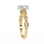 Oval Cut Lab Grown Diamond Engagement Ring – 1.2 CT Bridal Ring with Milgrain Marquise and Round Band- Lustraa’s Milgrain Ring