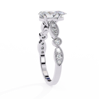 Pear Cut Lab Grown Diamond Engagement Ring – 0.89 CT Bridal Ring with Milgrain Marquise and Round Band- Lustraa’s Milgrain Ring