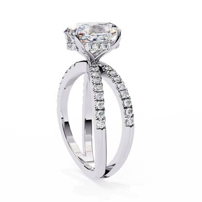 1.20 Carat Oval Diamond Engagement Ring – Hidden Halo Criss Cross Band Lab Grown Diamond Ring- Lustraa’s Criss Cross Ring