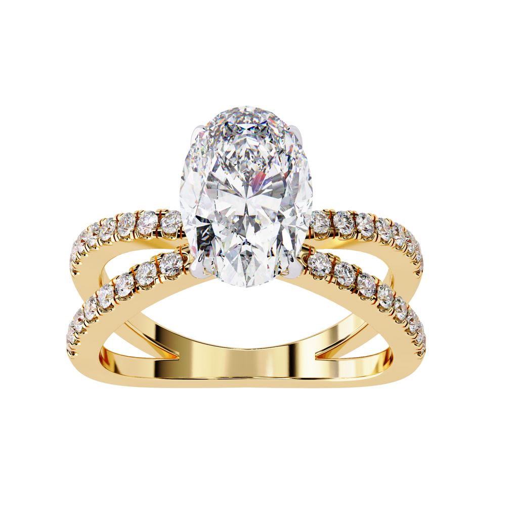 Oval Diamond Engagement Ring – 1.2 CT Lab Grown Hidden Halo Ring with Criss Cross Band- Lustraa’s Criss Cross Ring