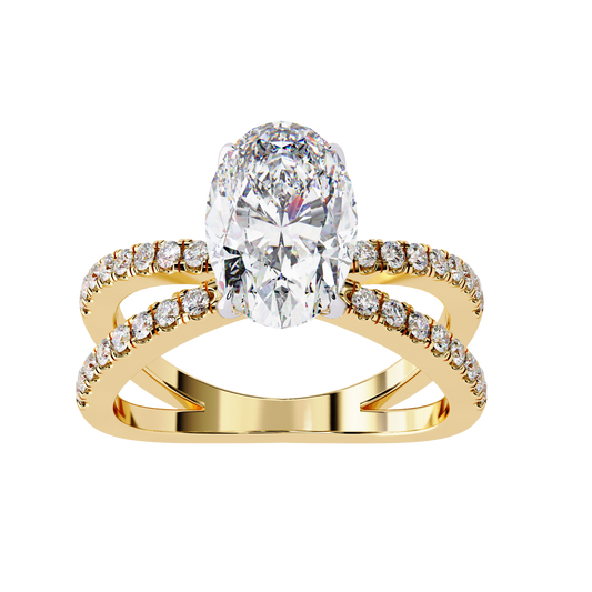 1.20 Carat Oval Diamond Engagement Ring – Hidden Halo Criss Cross Band Lab Grown Diamond Ring- Lustraa’s Criss Cross Ring