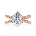 Pear Shape Diamond Engagement Ring – 1.8 CT Lab Grown Hidden Halo Ring with Criss Cross Band - Lustraa’s Criss Cross Ring