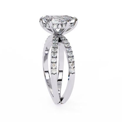 1.81 Carat Pear Shape Diamond Engagement Ring – Hidden Halo Criss Cross Band Lab Grown Diamond Ring - Lustraa’s Criss Cross Ring