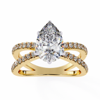 Pear Shape Diamond Engagement Ring – 1.8 CT Lab Grown Hidden Halo Ring with Criss Cross Band - Lustraa’s Criss Cross Ring