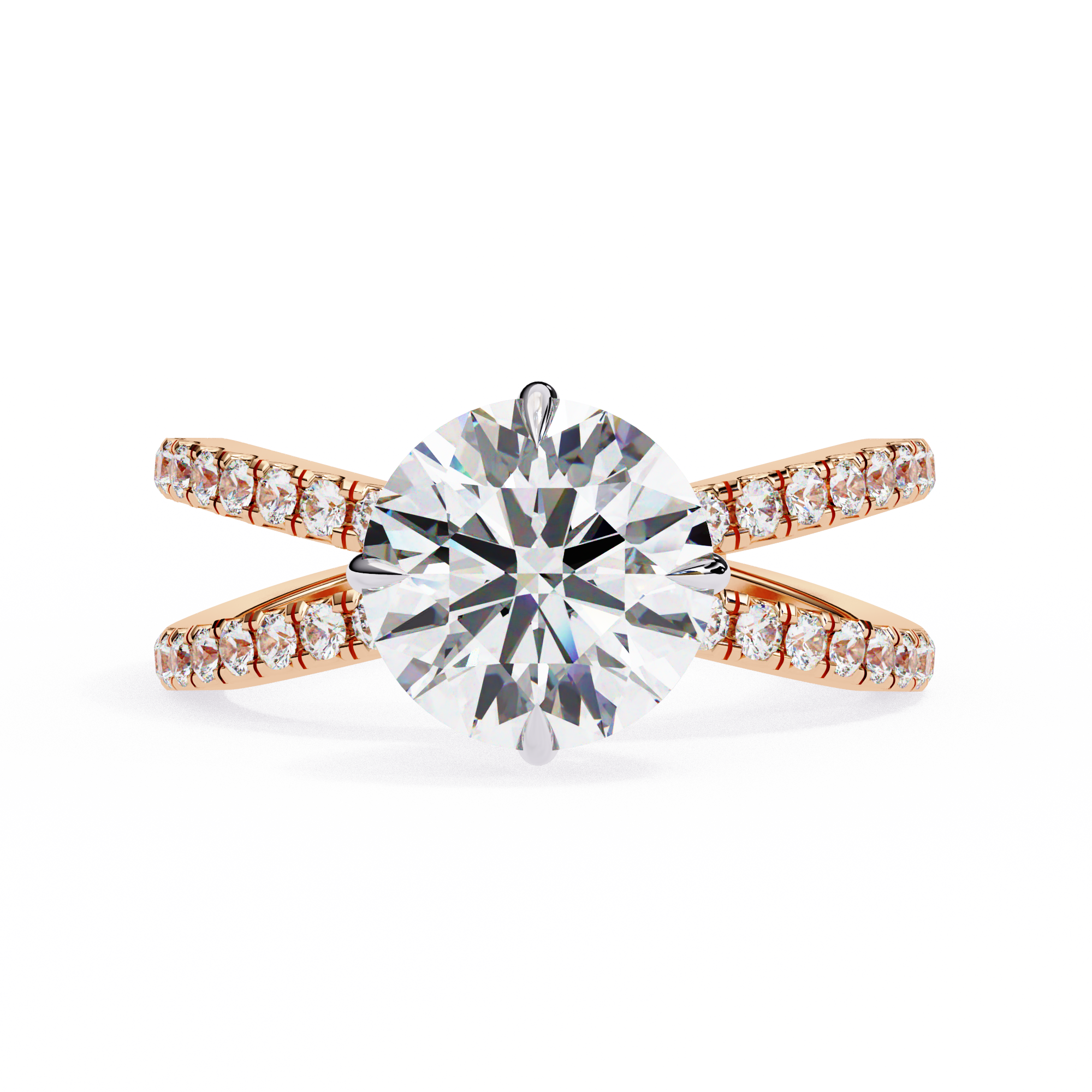 Round Diamond Engagement Ring – 2.27 CT Lab Grown Hidden Halo Ring with Criss Cross Band - Lustraa’s Criss Cross Ring