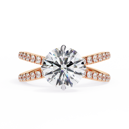 2.27 Carat Round Diamond Engagement Ring – Hidden Halo Criss Cross Band Lab Grown Diamond Ring - Lustraa’s Criss Cross Ring