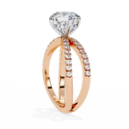 Round Diamond Engagement Ring – 2.27 CT Lab Grown Hidden Halo Ring with Criss Cross Band - Lustraa’s Criss Cross Ring