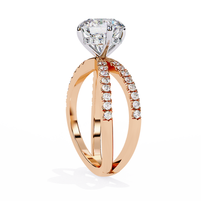 2.27 Carat Round Diamond Engagement Ring – Hidden Halo Criss Cross Band Lab Grown Diamond Ring - Lustraa’s Criss Cross Ring