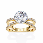 Round Diamond Engagement Ring – 2.27 CT Lab Grown Hidden Halo Ring with Criss Cross Band - Lustraa’s Criss Cross Ring