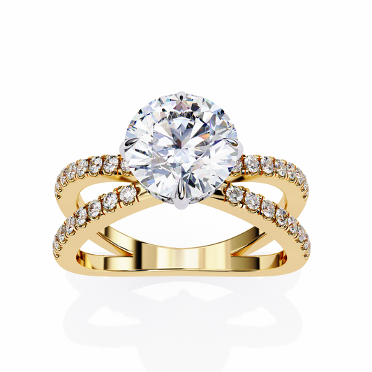2.27 Carat Round Diamond Engagement Ring – Hidden Halo Criss Cross Band Lab Grown Diamond Ring - Lustraa’s Criss Cross Ring