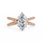 Marquise Cut Diamond Engagement Ring – 1.4 CT Lab Grown Hidden Halo Ring with Criss Cross Band- Lustraa’s Criss Cross Ring