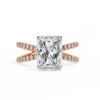 Radiant Cut Diamond Engagement Ring – 2.47 CT Lab Grown Hidden Halo Ring with Criss Cross Band - Lustraa’s Criss Cross Ring