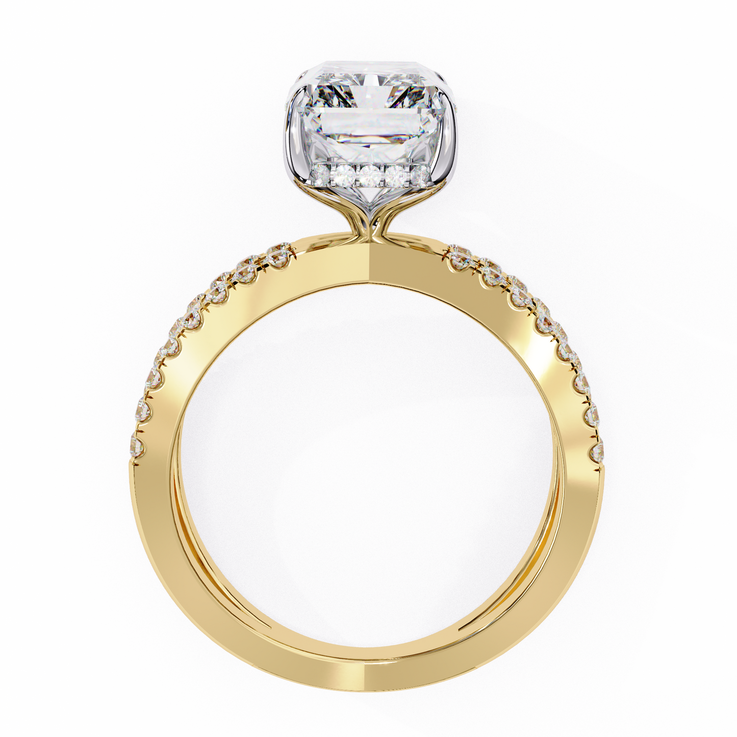 2.47 Carat Radiant Cut Diamond Engagement Ring – Hidden Halo Criss Cross Band Lab Grown Diamond Ring - Lustraa’s Criss Cross Ring