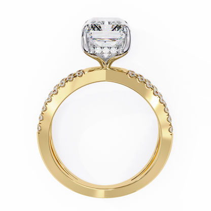 2.47 Carat Radiant Cut Diamond Engagement Ring – Hidden Halo Criss Cross Band Lab Grown Diamond Ring - Lustraa’s Criss Cross Ring
