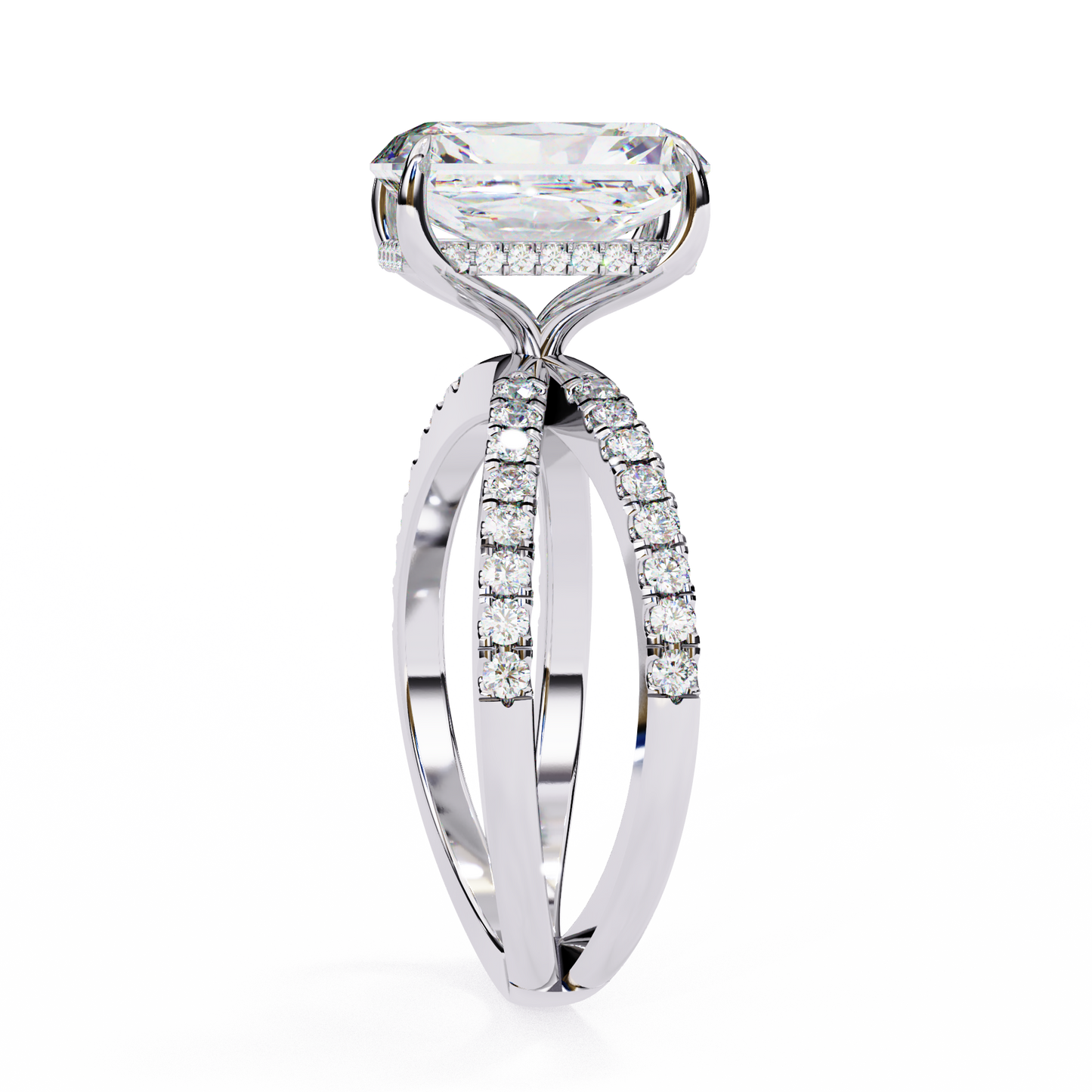 2.47 Carat Radiant Cut Diamond Engagement Ring – Hidden Halo Criss Cross Band Lab Grown Diamond Ring - Lustraa’s Criss Cross Ring
