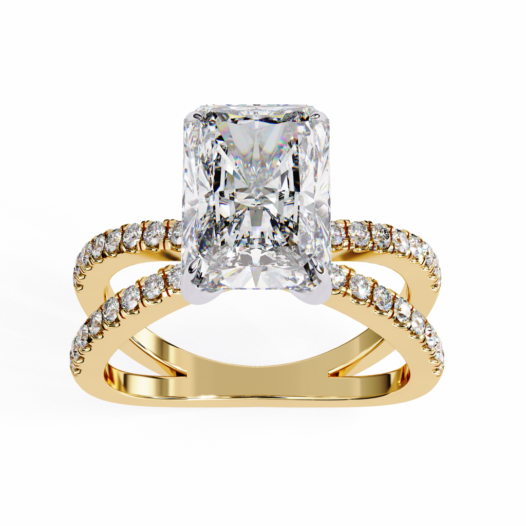 Radiant Cut Diamond Engagement Ring – 2.47 CT Lab Grown Hidden Halo Ring with Criss Cross Band - Lustraa’s Criss Cross Ring