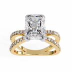 Radiant Cut Diamond Engagement Ring – 2.47 CT Lab Grown Hidden Halo Ring with Criss Cross Band - Lustraa’s Criss Cross Ring