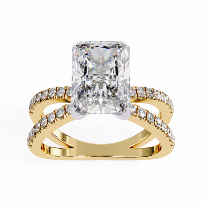 2.47 Carat Radiant Cut Diamond Engagement Ring – Hidden Halo Criss Cross Band Lab Grown Diamond Ring - Lustraa’s Criss Cross Ring