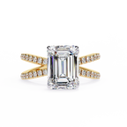 Emerald Cut Diamond Engagement Ring – 2.56 CT Lab Grown Hidden Halo Ring with Criss Cross Band - Lustraa’s Criss Cross Ring
