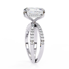 Emerald Cut Diamond Engagement Ring – 2.56 CT Lab Grown Hidden Halo Ring with Criss Cross Band - Lustraa’s Criss Cross Ring