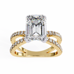Emerald Cut Diamond Engagement Ring – 2.56 CT Lab Grown Hidden Halo Ring with Criss Cross Band - Lustraa’s Criss Cross Ring