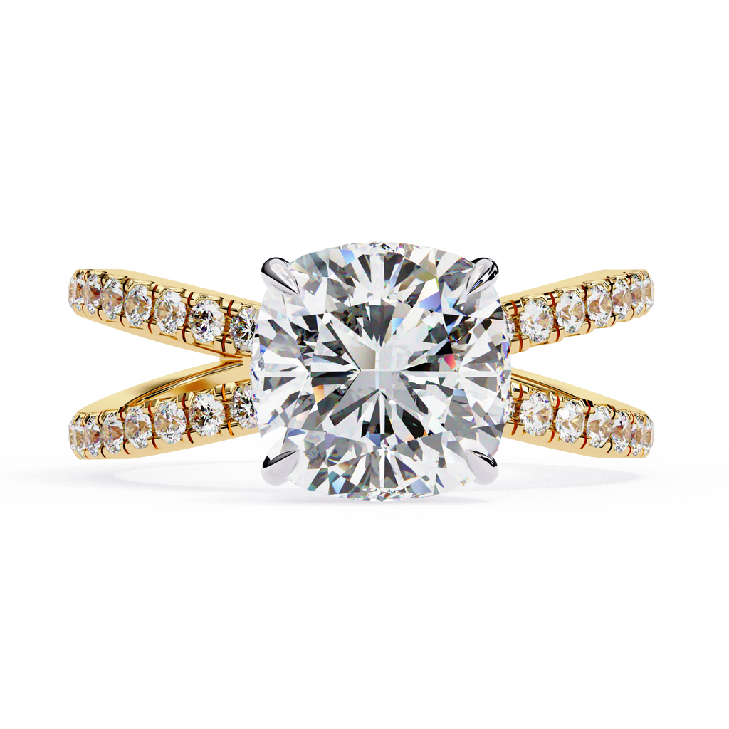 Cushion Square Diamond Engagement Ring – 2.09 CT Lab Grown Hidden Halo Ring with Criss Cross Band - Lustraa’s Criss Cross Ring