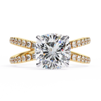 Cushion Square Diamond Engagement Ring – 2.09 CT Lab Grown Hidden Halo Ring with Criss Cross Band - Lustraa’s Criss Cross Ring