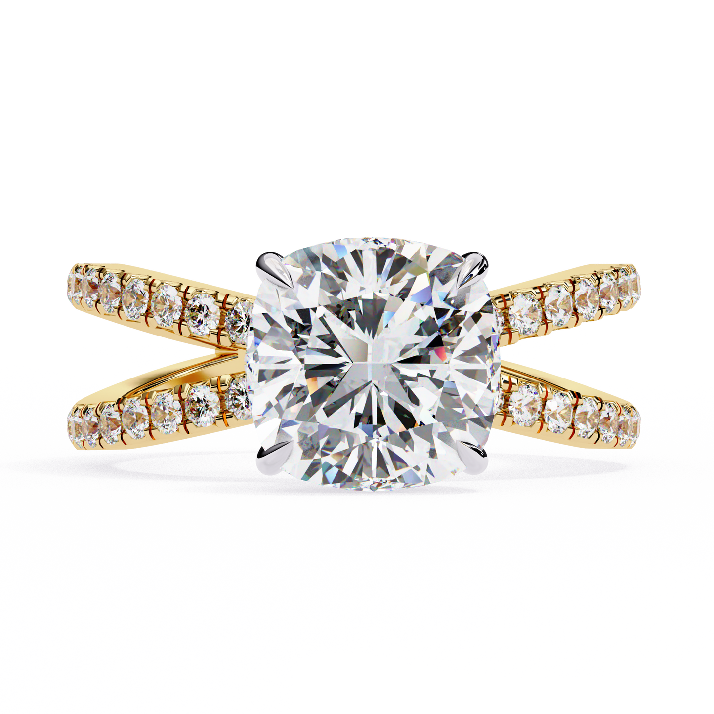 2.09 Carat Cushion Square Diamond Engagement Ring – Hidden Halo Criss Cross Band Lab Grown Diamond Ring - Lustraa’s Criss Cross Ring