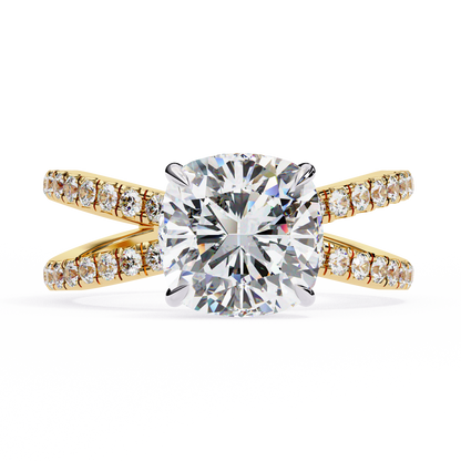 2.09 Carat Cushion Square Diamond Engagement Ring – Hidden Halo Criss Cross Band Lab Grown Diamond Ring - Lustraa’s Criss Cross Ring